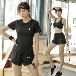 [限时三折秒杀]夏季瑜伽服俩件套跑步健身休闲女网纱速干运动套装