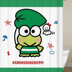 卡通大眼蛙浴帘keroppi挡水隔断帘可洛比装饰挂布涤纶纺织布帘子