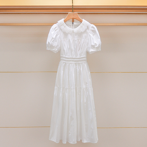 卓雅法式2024夏装新款明星同款温柔纯棉白色小清新连衣裙收腰显瘦