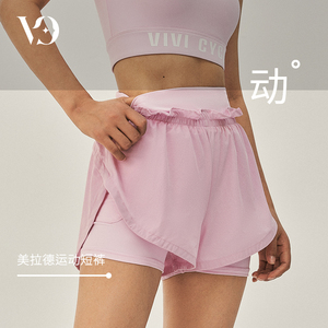 VIVICYCLE运动休闲健身短裤女含内衬假两件透气跑步速干夏季裤子