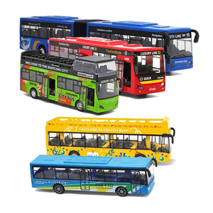 加长仿真公交车巴士合金汽车模型灯光音效回力双节巴士儿童玩具车