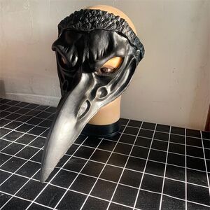 2022新款pu半脸鸟嘴面具儿童 节日气氛角色扮演道具 黑色乌鸦面罩