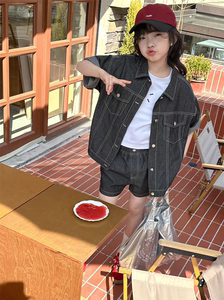 Anika110-170夏季女童韩国薄款牛仔套装儿童短裤两件套时髦