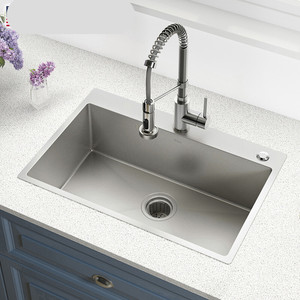 304不锈钢厨房手工单槽台上盆洗菜盆洗碗池升级版加厚4mm580x430