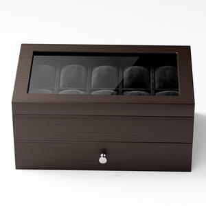 桌面首饰盒手表收纳盒木放手表盒多位腕表收藏整理透明双层展示盒