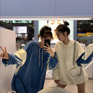 闺蜜装加绒姐妹学生春秋冬二三四人中长款卫衣初中生韩版女炸街头