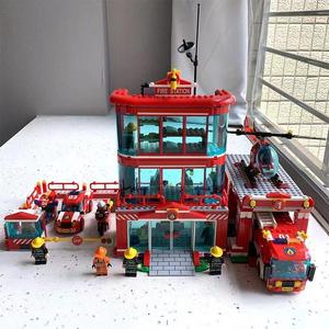 【精品】消防积木玩具消防总局消防警察局男孩拼装积木玩具礼物