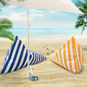 户外海滩懒人沙发防水条纹三角豆袋沙滩海边泳池休闲躺椅露营椅