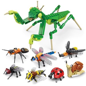 开智昆虫积木模型螳螂男孩益智儿童玩具拼装组装颗粒拼图生日礼物
