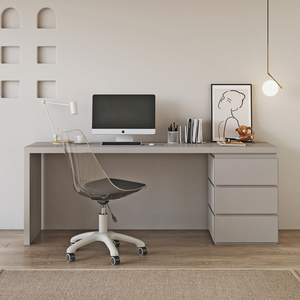 现代简约书桌斗柜一体小户型家用意式极简设计师办公桌电脑桌定制
