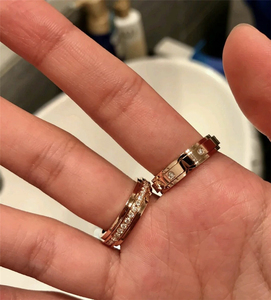 piaget/伯爵 时来运转 戒指 18k玫瑰金 白金 镶钻 男女 对戒 婚戒