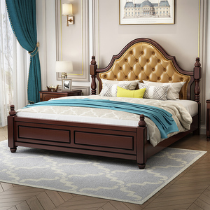 美克美家美式实木床1.8米双人床白色现代简约主卧乡村2米大床轻奢