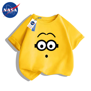 NASA潮牌小黄人衣服儿童夏装a类纯棉短袖T恤男童上衣女童体恤定制