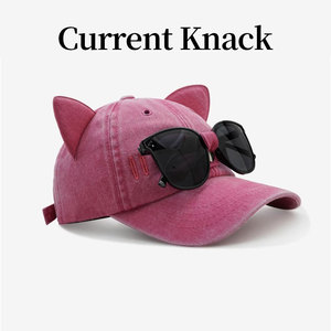 Current Knack首席设计师原创韩版猫耳棒球帽女可夹眼镜鸭舌帽
