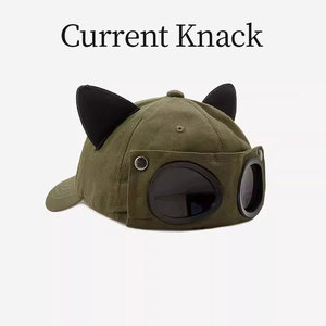 Current Knack首席设计师原创猫耳鸭舌帽女夏飞行员眼镜棒球帽男
