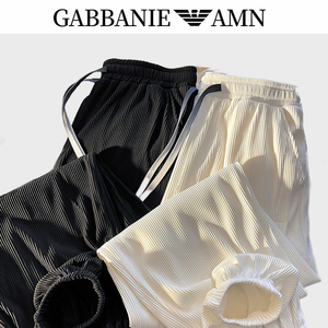 GABBANIE品牌冰丝休闲裤男士夏季薄款韩版潮流宽松九分束脚长裤子