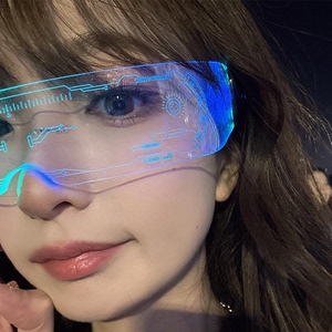 赛博发光眼镜led科幻发光眼镜音乐节创意超可爱高颜值演唱会眼镜