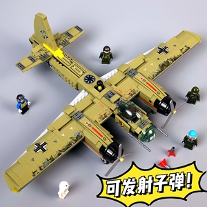 一战二战德军中国飞机战斗机积木2024新款男孩拼装玩具军事拼图