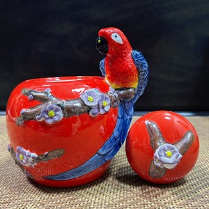 过年精美手工艺术彩绘陶瓷密封罐茶叶罐雕塑收藏摆件礼盒装