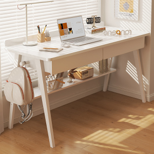 ikea宜家白色书桌家用实木腿儿童双抽书桌初中小学生学习桌卧室女
