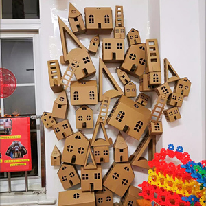 建构区低结构材料幼儿园手工纸皮小房子纸盒纸板儿童diy制作迷你