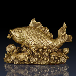 纯黄铜鱼摆件连年有余工艺品家居饰品摆件年年有余铜鱼办公室饰品