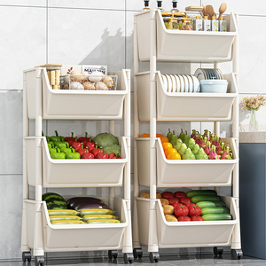 厨房置物架菜篮子落地移动多层储物架放零食蔬菜水果小推车收纳架