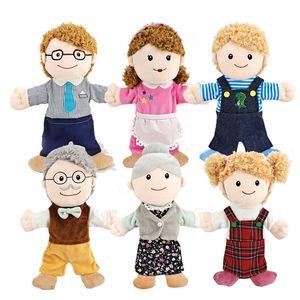 亲子互动人物手偶玩具学校幼儿园角色教学卡通毛绒玩偶一家人手偶