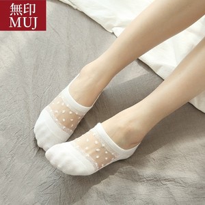 无印MUJ日本良品夏季薄款蕾丝船袜女袜子韩国低帮浅口硅胶防滑袜