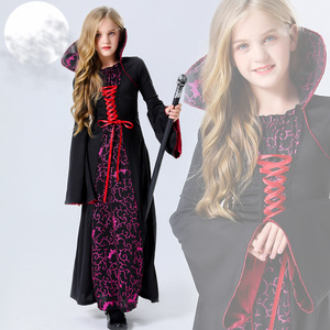 万圣节儿童女巫游戏角色制服恶魔吸血鬼鬼新娘死神扮演舞台长裙