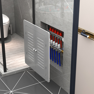 灰色地暖分水器遮挡罩免打孔卫生间暖气阀门管道洞口遮挡装饰防水