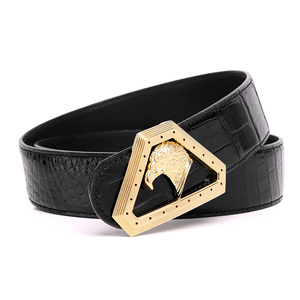 stefano ricci史蒂芬鹰头男士皮带 老鹰扣头真鳄鱼肚皮高光腰裤带
