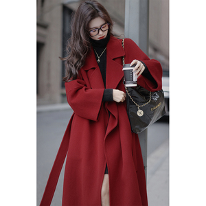 现货 | 梅子熟了【唐顿2.0】羊绒羊毛红色浴袍大衣女冬季长款外套