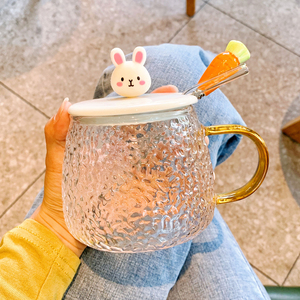 日本JHMO高颜值夏季水杯女高硼硅耐高温玻璃杯子情侣款马克杯带盖