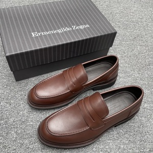 正品代购zegna杰尼亚23男士套脚商务休闲皮鞋圆头防滑耐磨乐福鞋