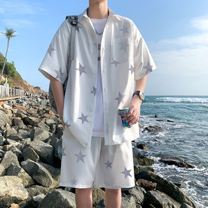 沙滩裤套装男士三亚风旅游穿搭速干可下水花短裤泰国海边度假衣服