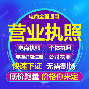 全国注册电商个体户营业执照办江苏山东企业武汉海南深圳注销公司