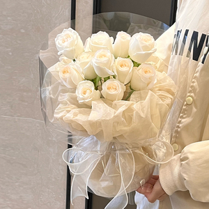 白玫瑰花束生日鲜花速递同城配送女友杭州上海北京广州全国花店