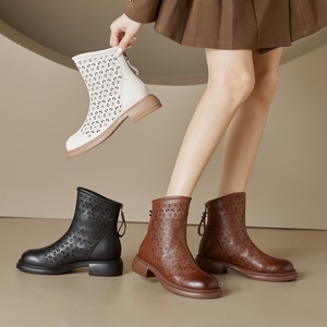 00淘气的小娜娜淘宝2023夏季女靴透气网纱金丝线亮片圆头裸靴豆豆底