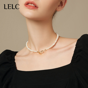 LELC四叶草天然珍珠项链女款高级设计感小众锁骨链颈链送女友礼物