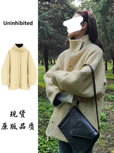 [现货]刘雯同款中长款羊毛外套时尚洋气轻奢立领羊圈毛呢大衣女冬