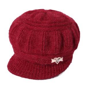 毛线帽冬季新款加绒加厚针织帽女士鸭舌南瓜帽妈妈保暖帽子