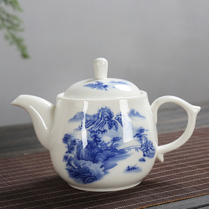 德化白瓷茶壶陶瓷大号现代餐厅家用功夫茶具耐热带过滤青花瓷单壶