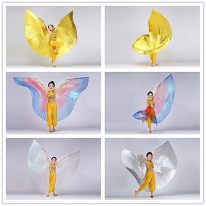 肚皮舞金翅道具3色幻彩翅膀少儿演出翅膀舞蹈服360度彩色翅膀
