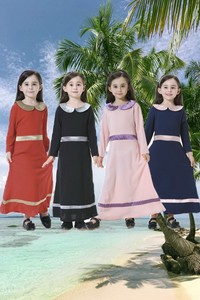 卡塔尔女童服饰传统文化服饰阿拉伯儿童男女小学生学校演出服装女