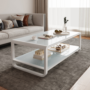 茶几客厅家用2024新款极简小户型长方形小桌子钢化玻璃北欧茶几桌