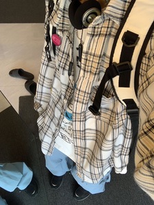 美式复古格子衬衫男女春秋季潮牌扣针设计感字母印花宽松衬衣外套