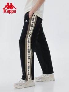 Kappa卡帕运动裤2023新款男直筒长裤宽松针织经典串标小脚裤