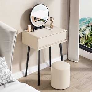 简约现代梳妆台卧室小型网红高级轻奢轻法奶油风迷你化妆桌60公分
