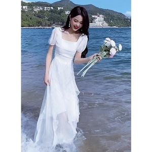 森子欧货2024夏季法式高端时尚精致高级感气质御姐风白色仙女长裙